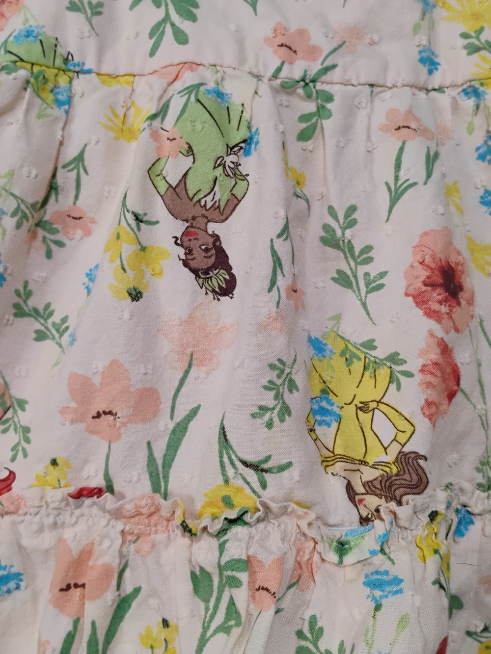 Disney Princess 3T Summer Floral Sundress Dress Ruffles Cotton Tiana Belle L - Picture 3 of 5